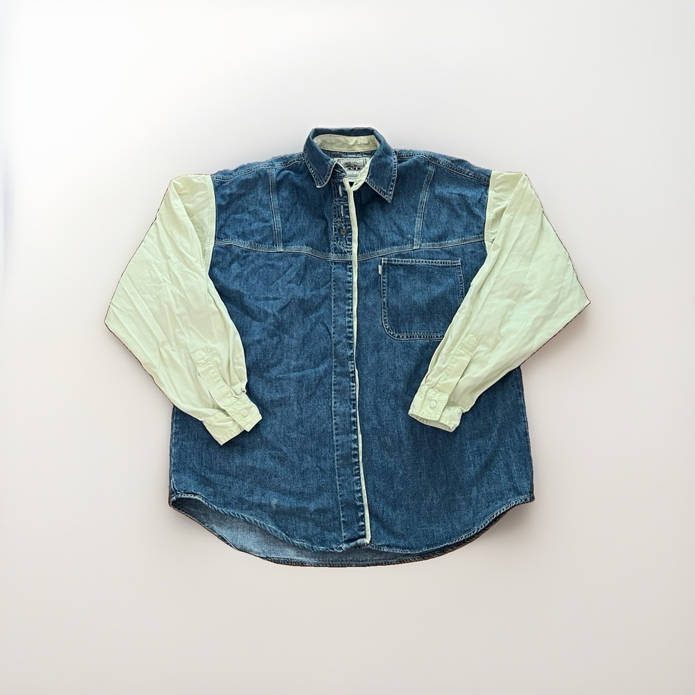 Vtg Ladies Levi's San Fransisco Color Block Country Western Denim Shirt Size M